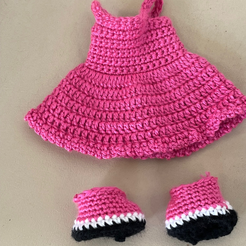 Pink Crochet Doll Dress for 14 inch doll