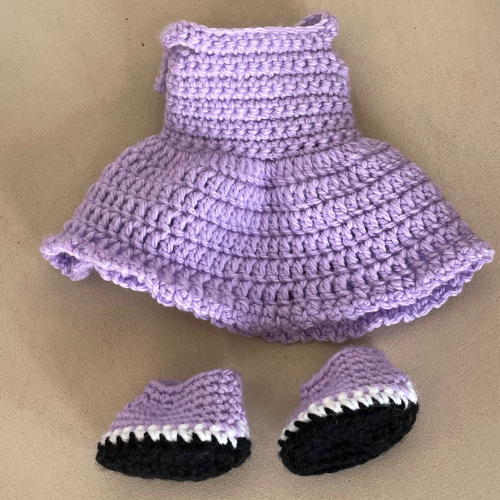 Purple Crochet Doll Dress for 14 inch doll